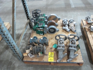 LOT PALLET W/ (11) ASSORTED VALVES (W-51) LOADING & HANDLING FEE $15-